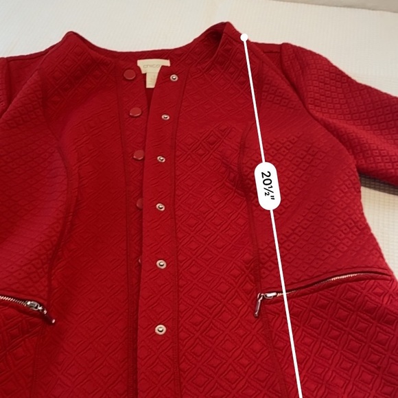 Chico’s Quilted Red Jacket Zipper Pockets Size Small Like New - Picture 8 of 16